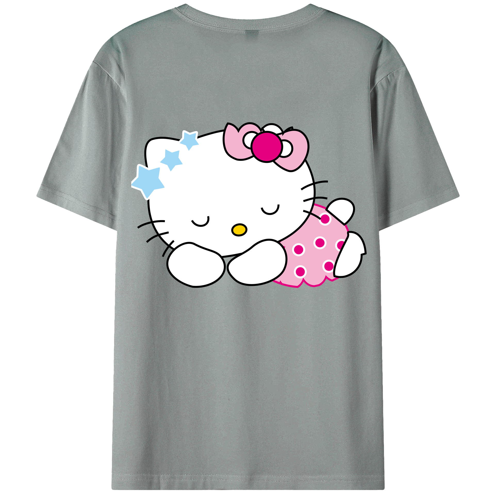 （画像用） Hello Kitty ハローキティ 綿100％ メンズ半袖Tシャツ（バックプリント） 通気性